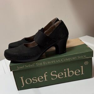 Josef Seibel Black Mary Jane Block Heel Shoes